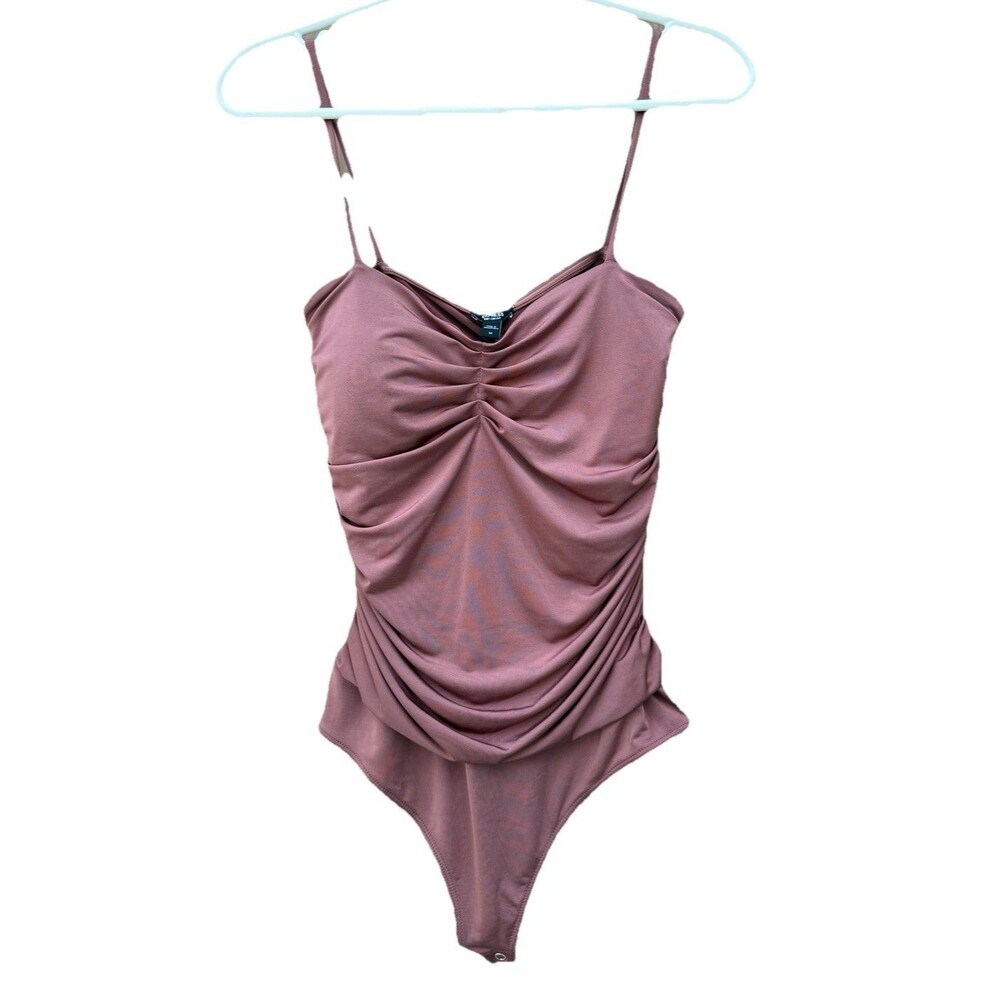 Express Body Contour Ruched Bodysuit Rust Red Size Medium Adjustable Straps